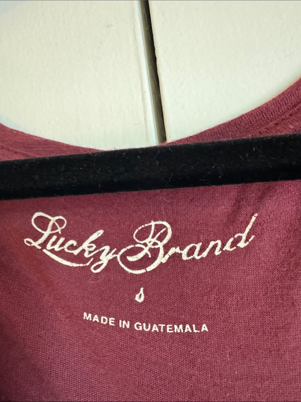 Lucky Brand Maroon Short Sleeve Tee with Metallic Gold Floral Motif - Picture 3 of 4